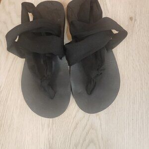 Black Fabric Wrap Sandals – Size 7.5